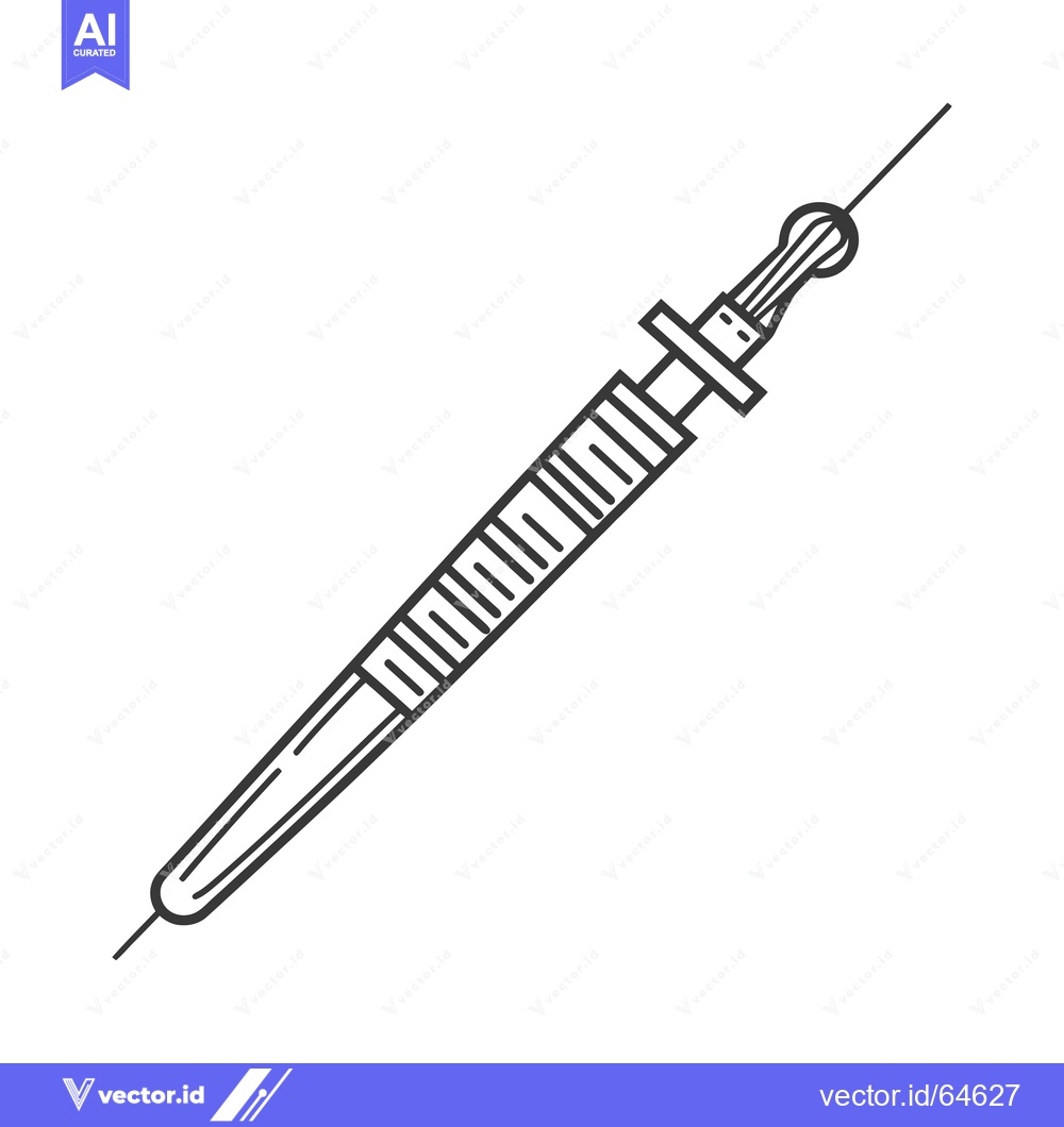 Premium Vector dari A Simple Black And White Line Drawing Of A Syringe