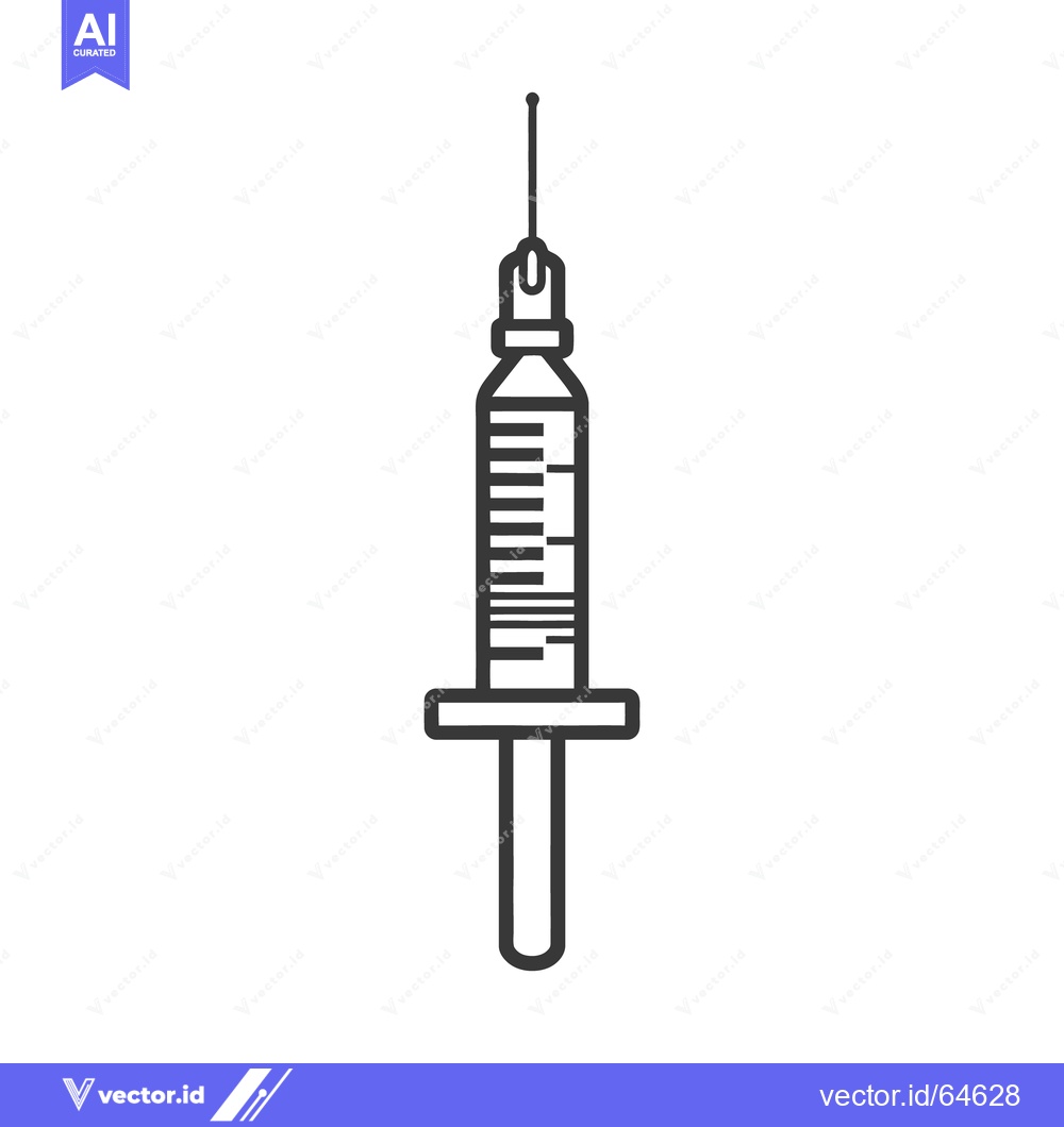 Premium Vector of A simplified black and white illustration depicting a medical syringe