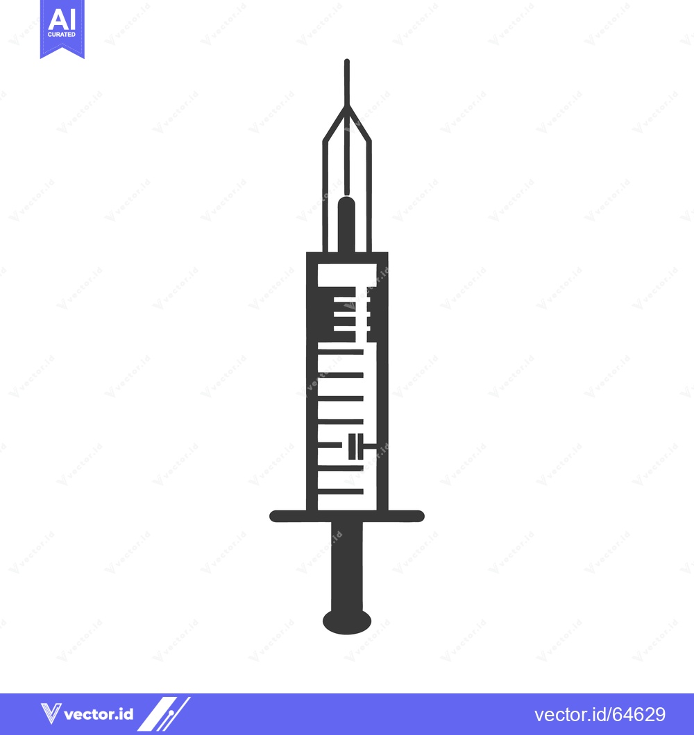 Premium Vector dari A simple black and white illustration of a medical syringe
