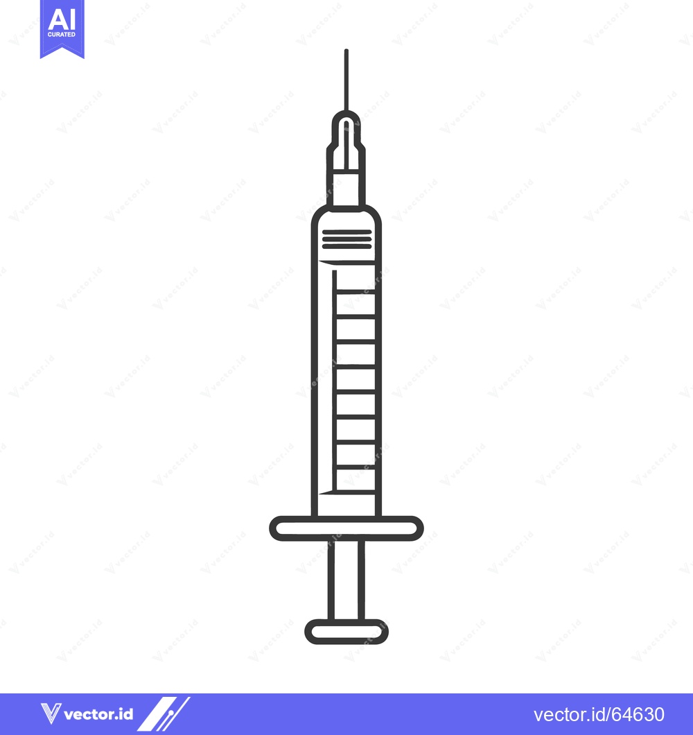 Premium Vector of A black and white line drawing of a medical syringe