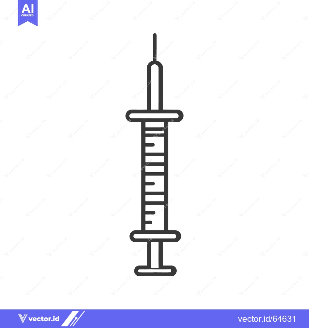 Premium Vector dari An outlined illustration featuring a medical injection syringe on whit