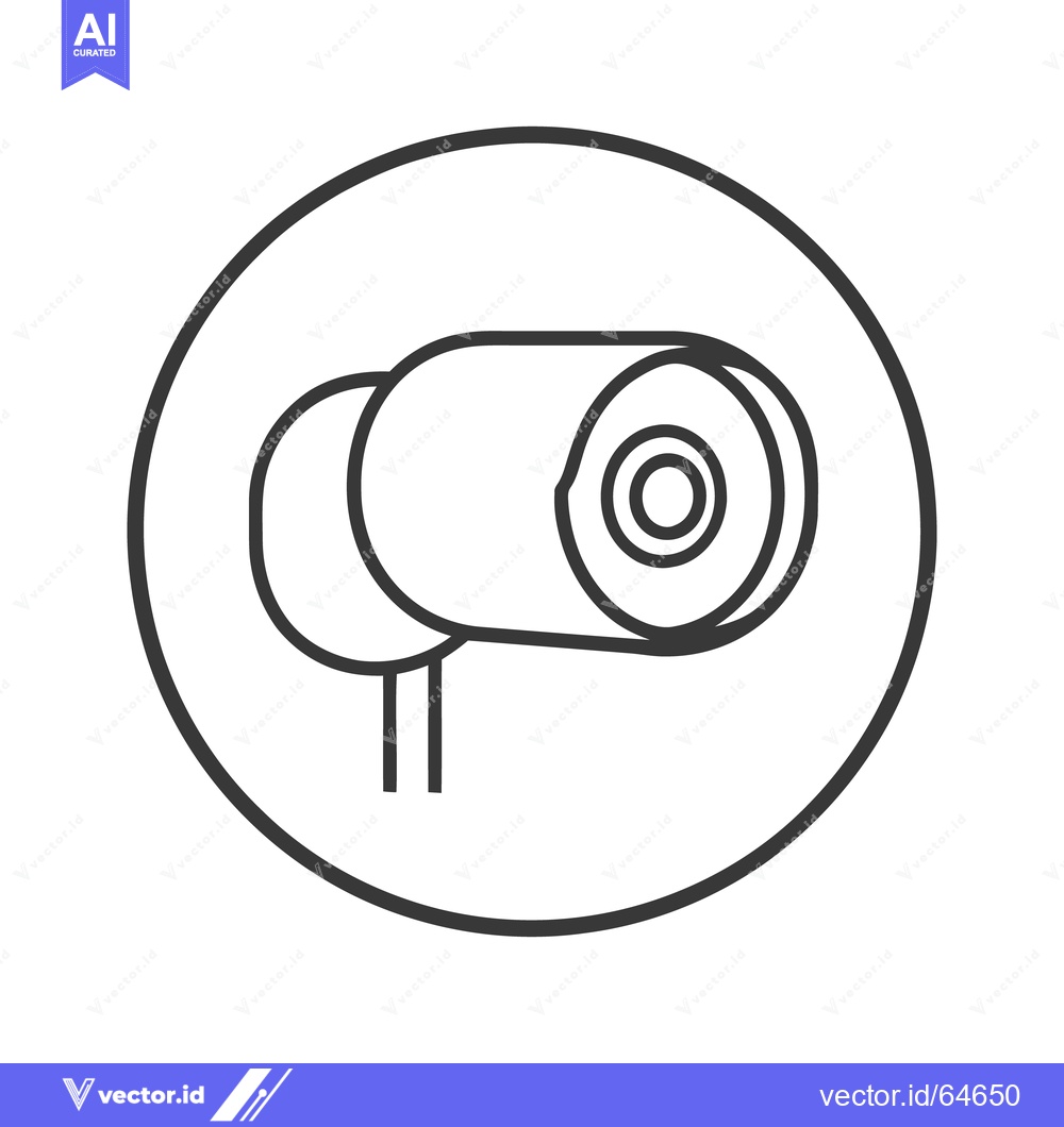 Premium Vector dari CCTV Camera Icon: Minimalist Line Art Security Surveillance Symbol in