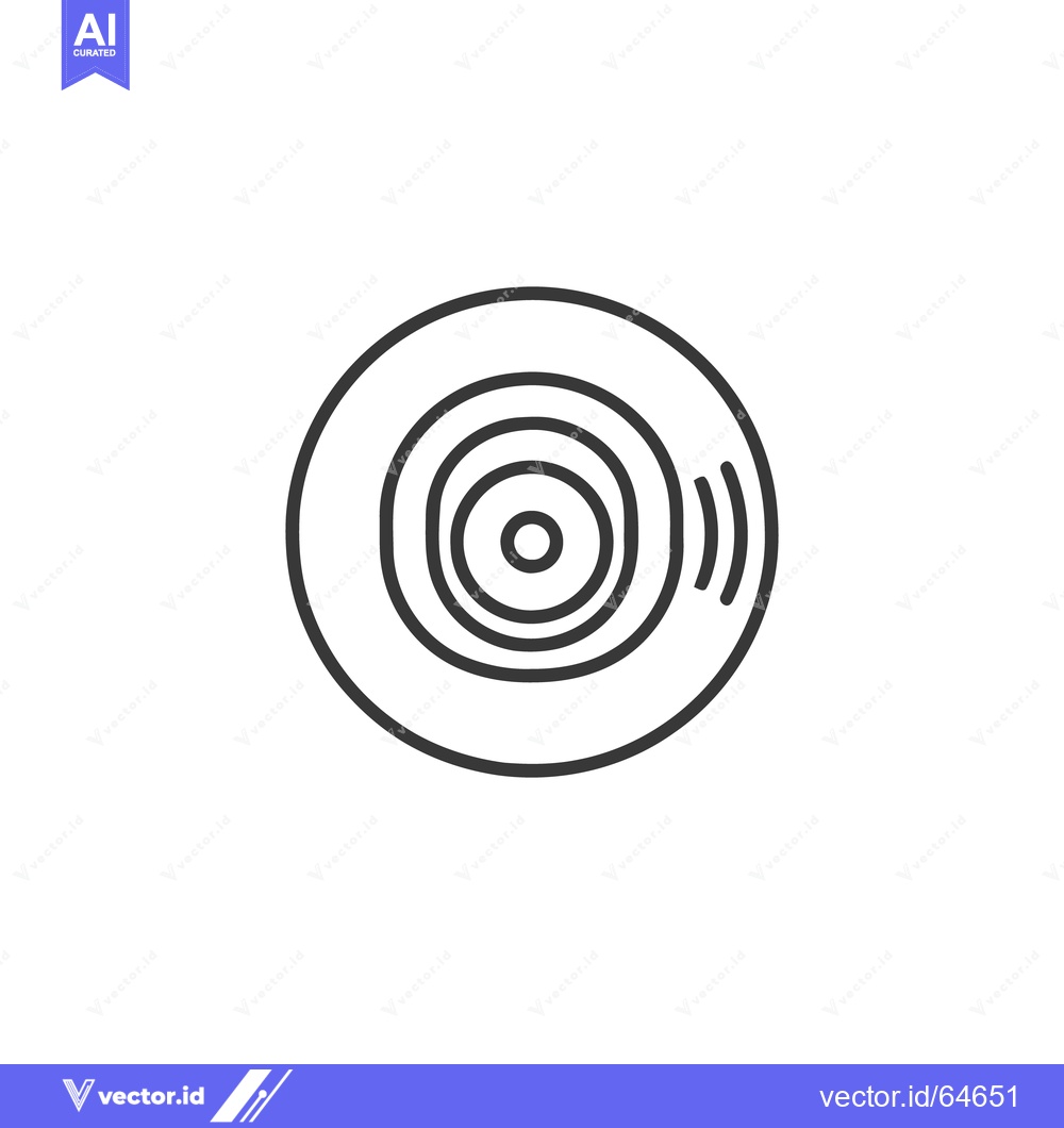 Premium Vector dari Minimalist Vinyl Record Icon with Sound Waves, Black Outline on White