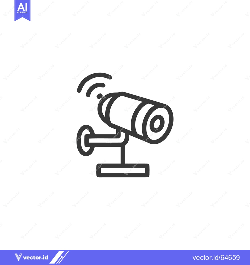 Premium Vector of Minimalist Wireless Security Camera Icon with Antenna Signals