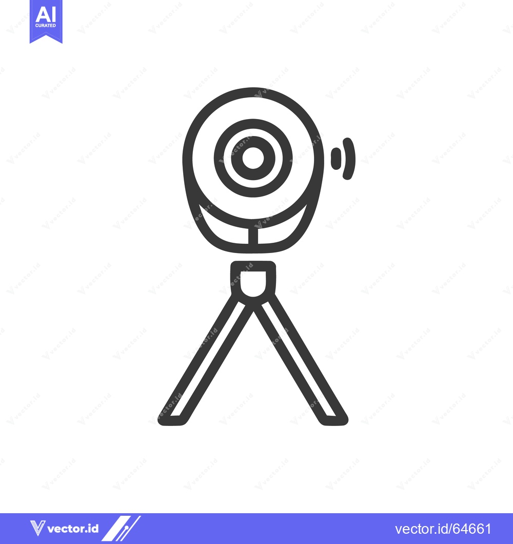 Premium Vector of Minimalist Webcam Icon on Tripod, Outline Style, Isolated on White