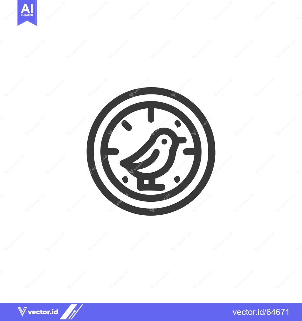 Premium Vector dari Minimalist Bird Clock Icon: Clean Line Art Design on White Background