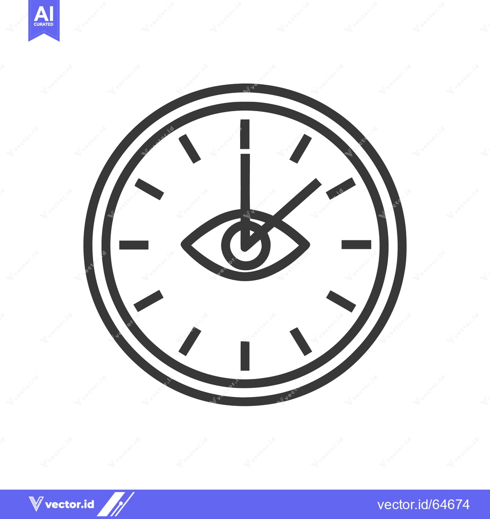 Premium Vector dari All-Seeing Time: Clock with Eye Symbol, Minimalist Line Art Icon