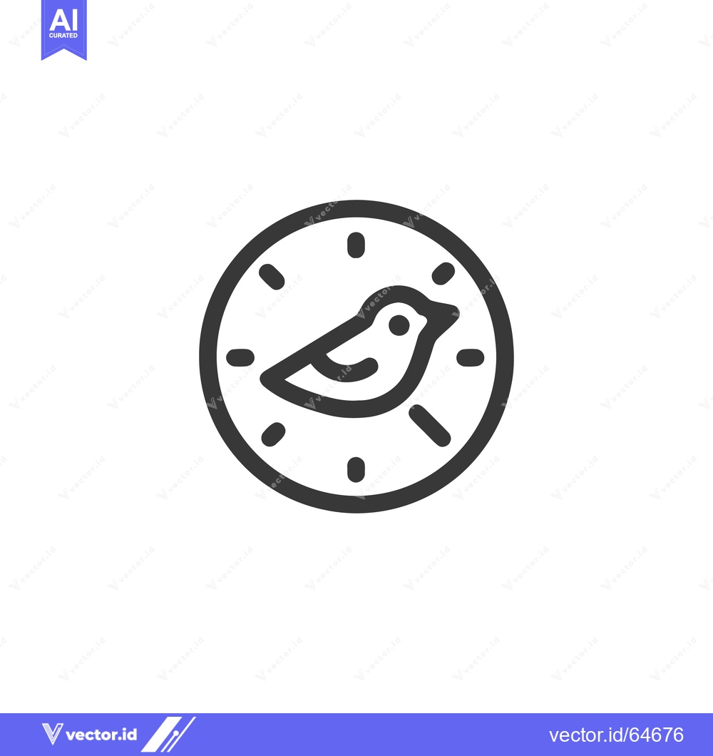 Premium Vector of Minimalist Bird Clock Icon: Time Flies Concept, Black and White Design
