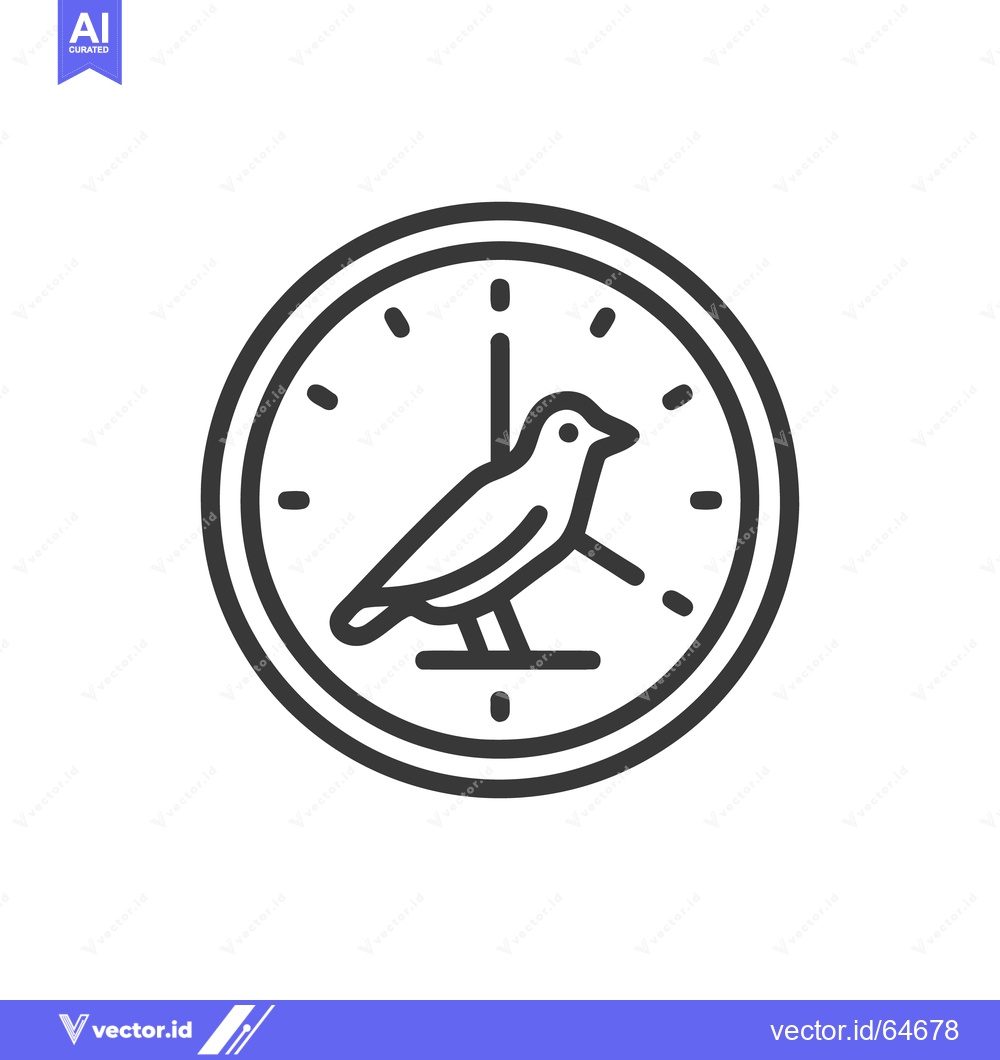 Premium Vector dari Minimalist Bird Clock Icon: Time Flies, Nature's Rhythm