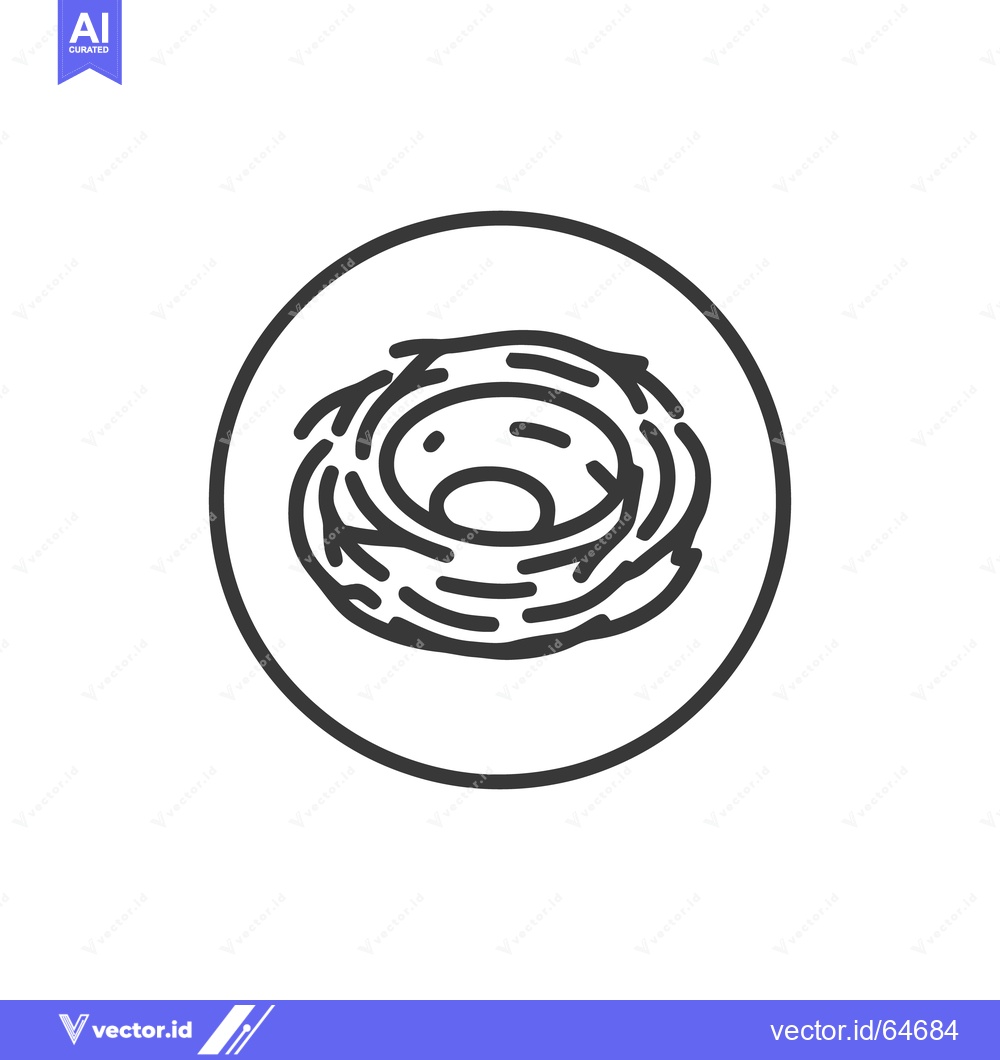 Premium Vector dari Minimalist Bird Nest Icon in Circle, Black Line Art on White Backgroun