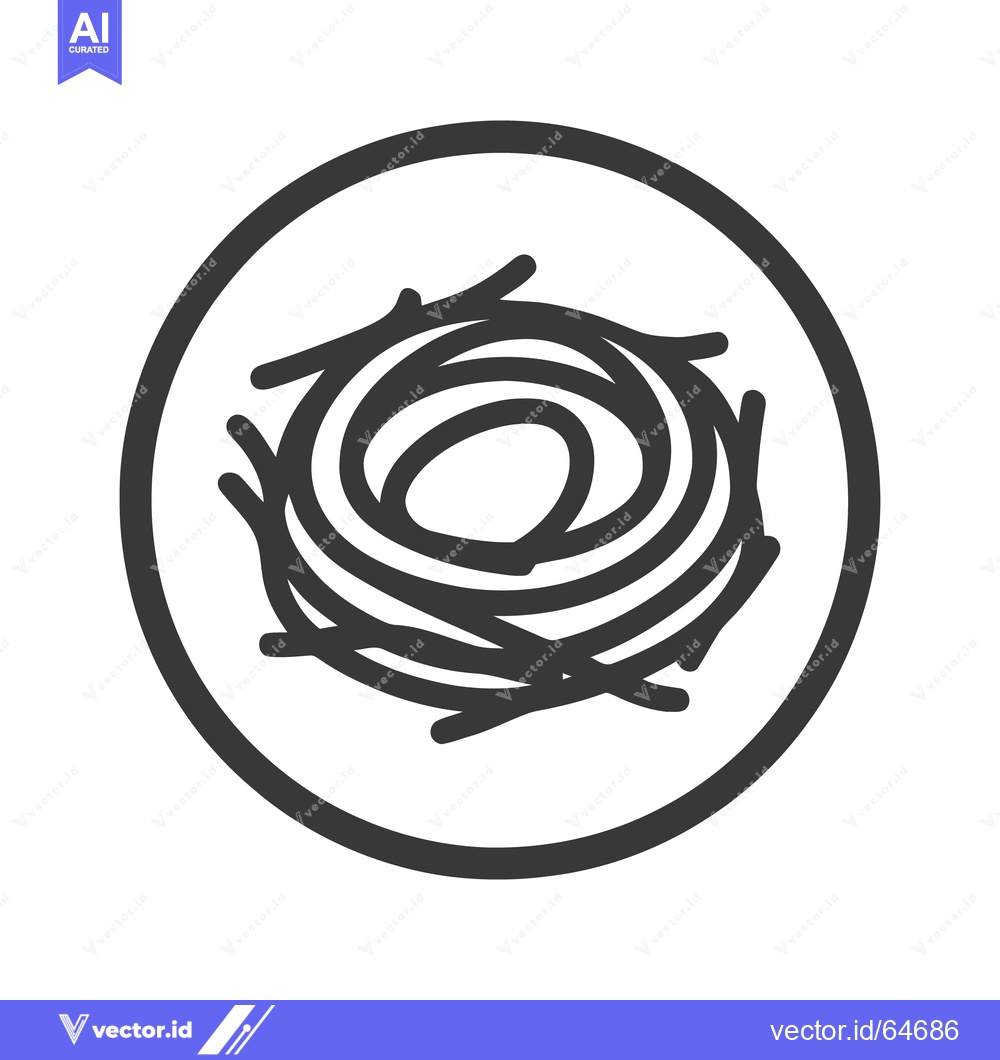 Premium Vector of Minimalist Bird Nest Icon in Circle, Graphic Design Element