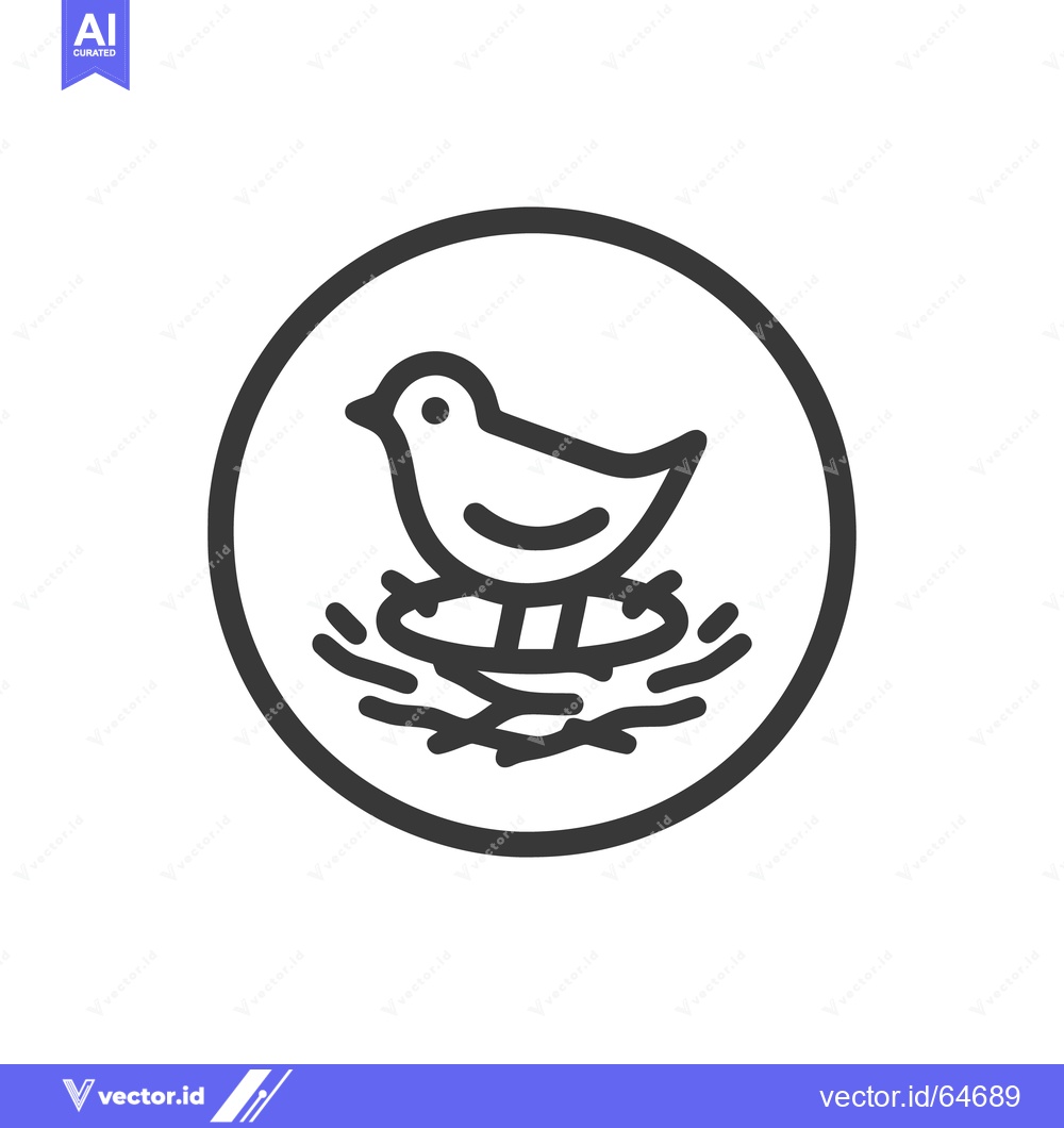 Premium Vector dari Minimalist Bird Nest Icon: Circular Design with Delicate Line Art