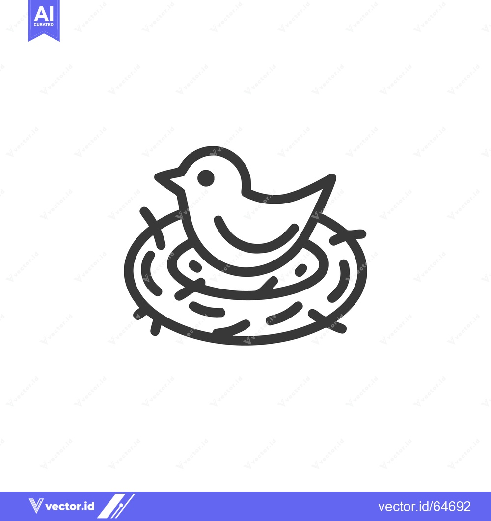 Premium Vector dari Minimalist Bird Nest Icon: Simple Line Art Design on White Background