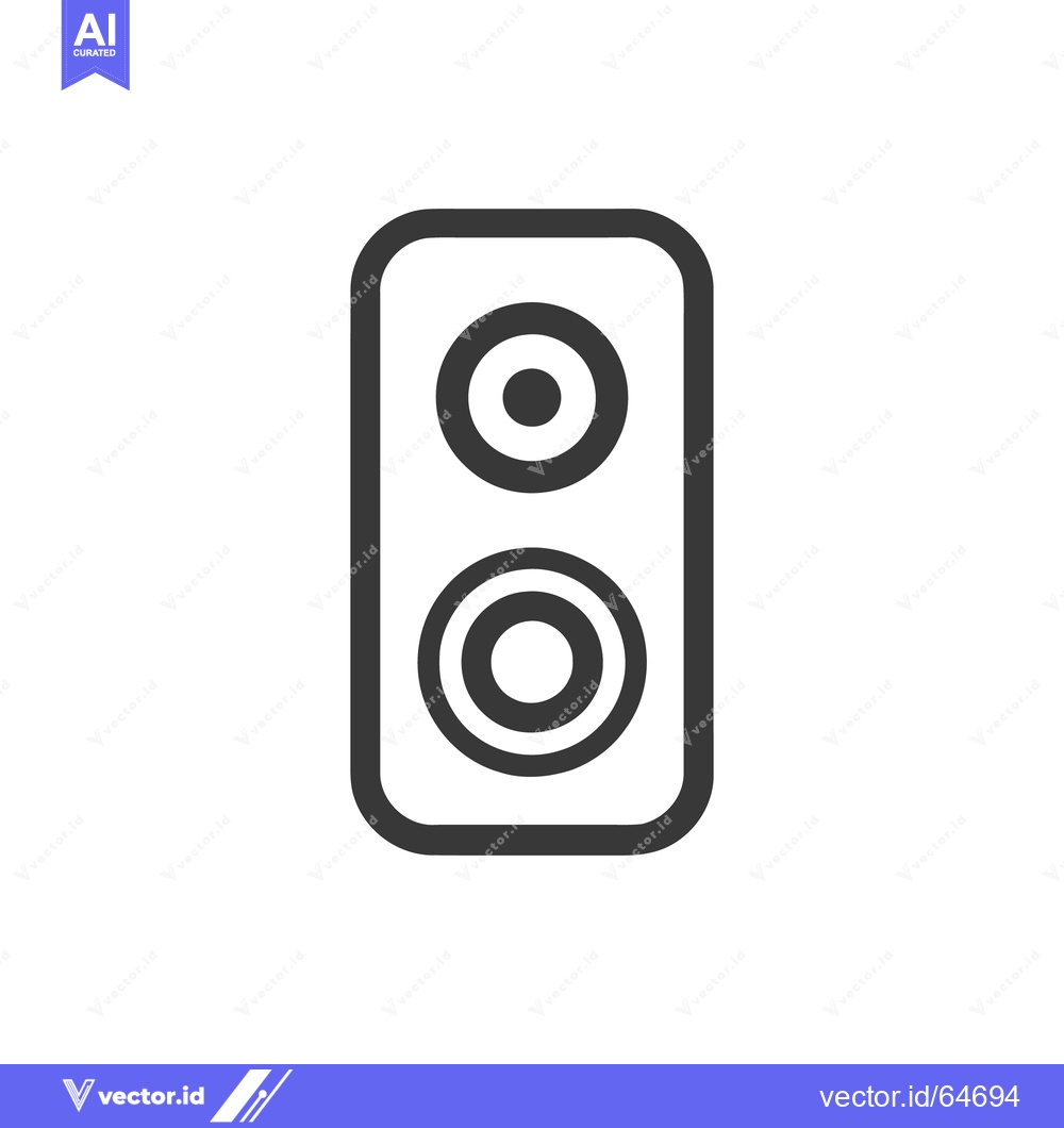 Premium Vector of Minimalist Speaker Icon: Rounded Rectangle with Dual Circular Drivers