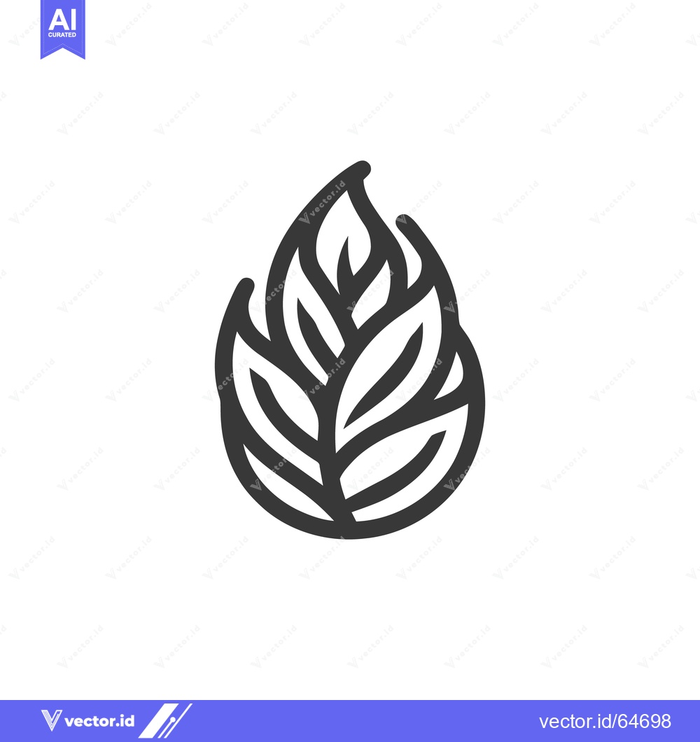 Premium Vector dari Minimalist Leaf Flame Logo Design, Organic Fire Concept, Bold Line Art