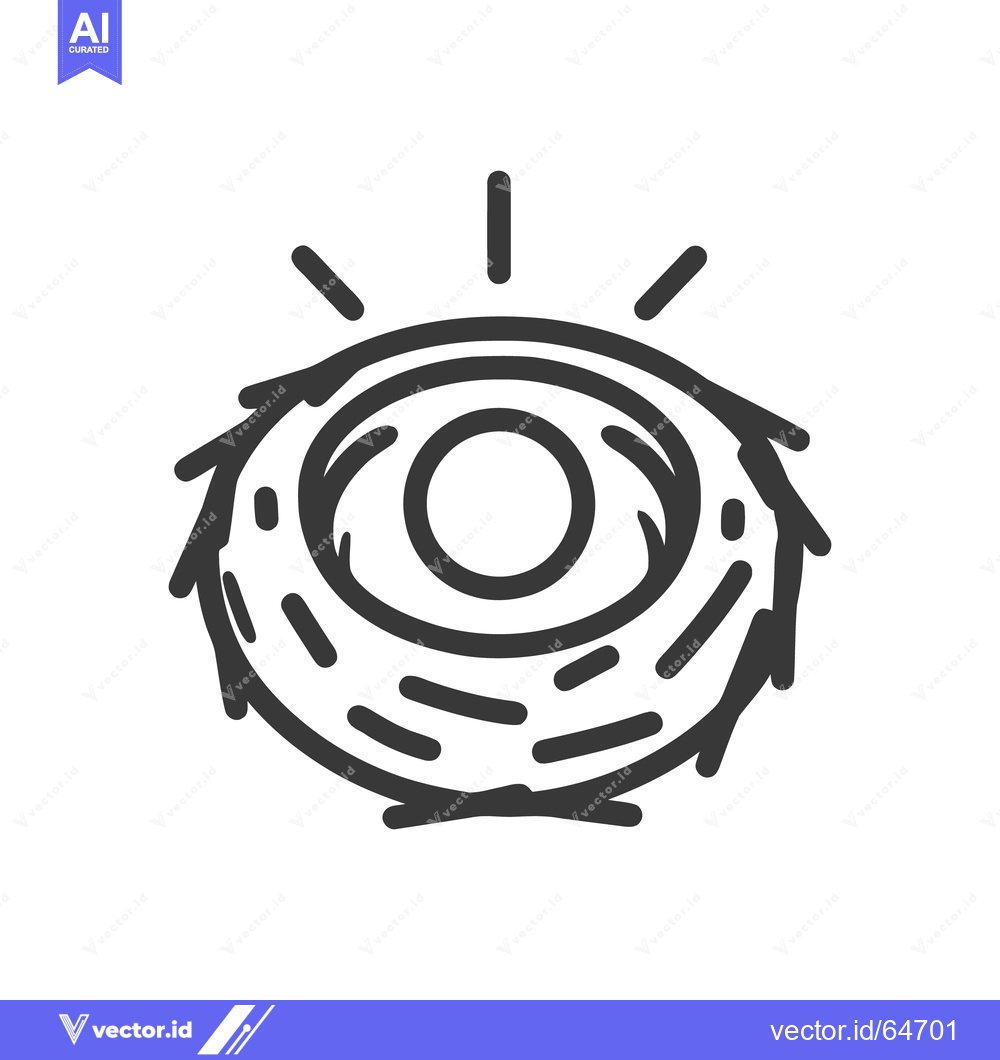 Premium Vector dari Minimalist Bird Nest Icon with Radiating Lines, Simple Design