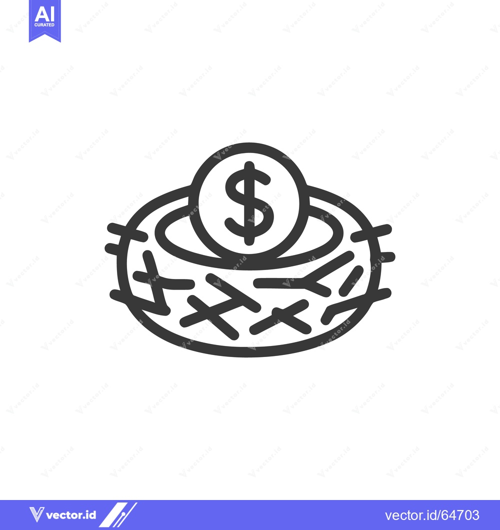 Premium Vector of Nest Egg Icon: Dollar Coin in Bird's Nest, Financial Security Symbol