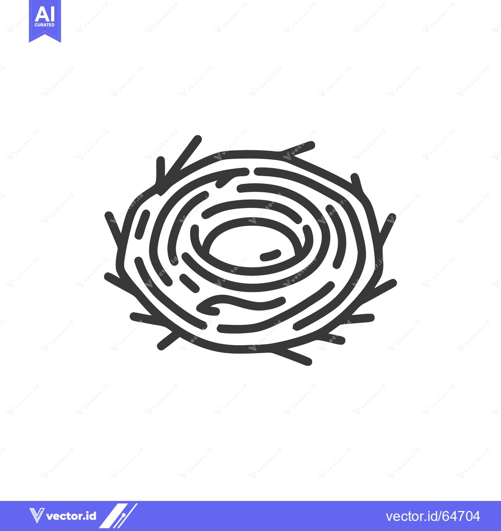 Premium Vector dari Minimalist Bird Nest Line Art Illustration on White Background
