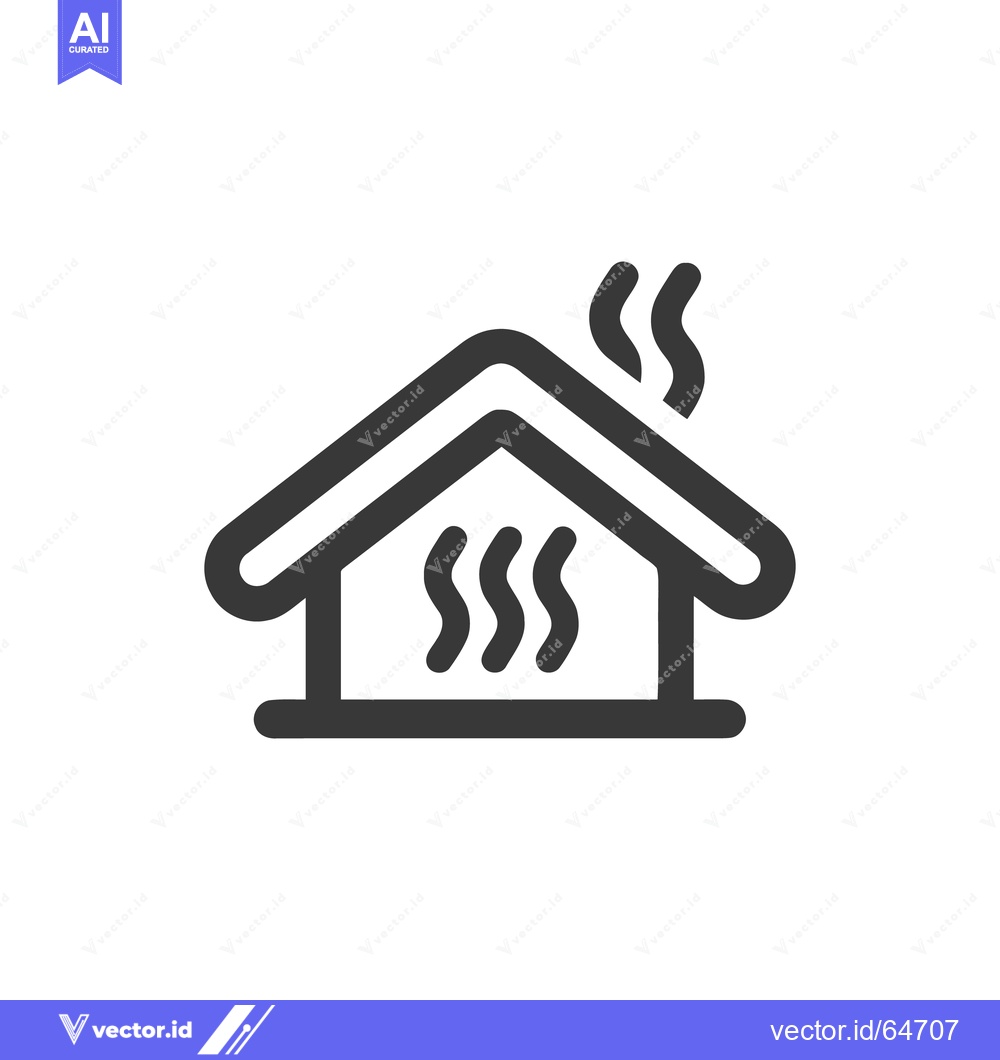 Premium Vector dari Cozy Home Icon: Simple Design with Smoke and Heat