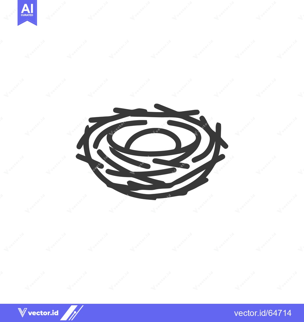 Premium Vector of Minimalist Bird Nest Illustration: Simple, Clean Design on White Backg