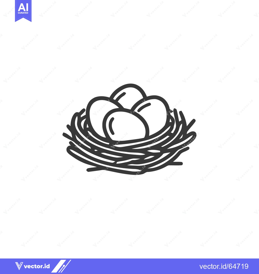 Premium Vector of Minimalist Nest Icon: Four Eggs in a Simple Line Art Style