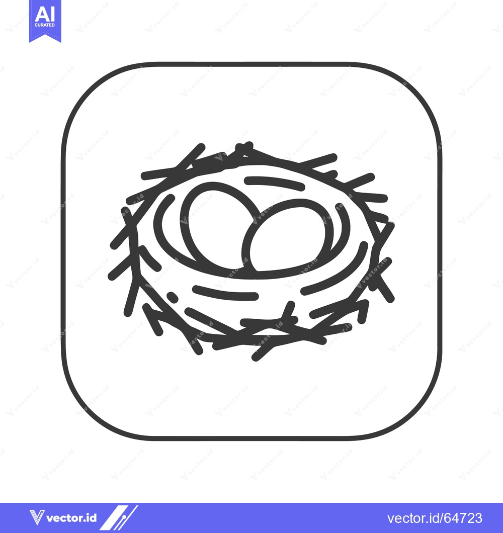 Premium Vector of Minimalist Nest Icon: Two Eggs in Simple Line Art Design