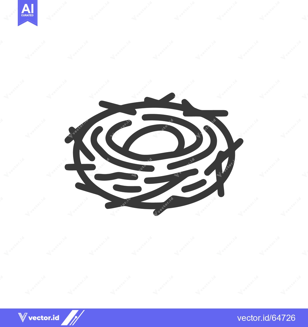 Premium Vector of Minimalist Bird Nest Icon: Simple Line Art Design on White Background