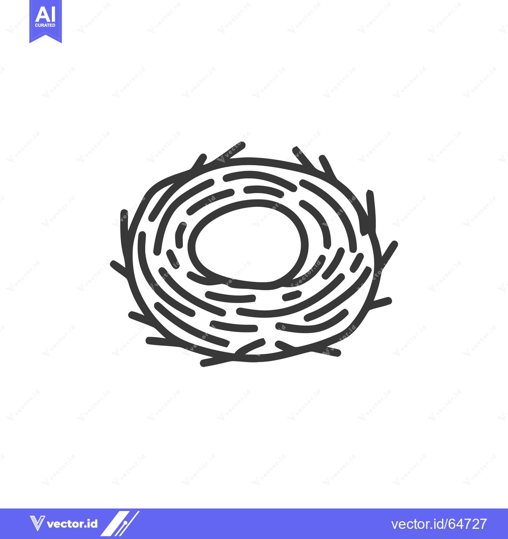 Premium Vector of Minimalist Bird Nest Icon: Simple Line Art Design on White Background