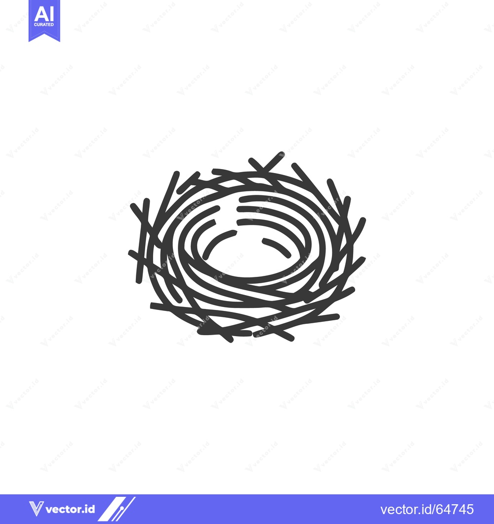 Premium Vector of Minimalist Bird Nest Icon: Simple Line Art Design on White Background