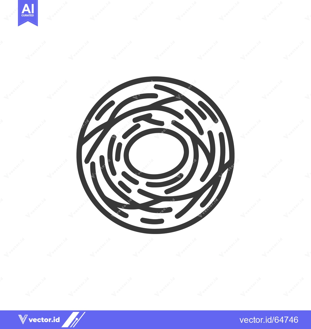 Premium Vector dari Minimalist Bird Nest Icon: Circular Design with Twigs and Branches