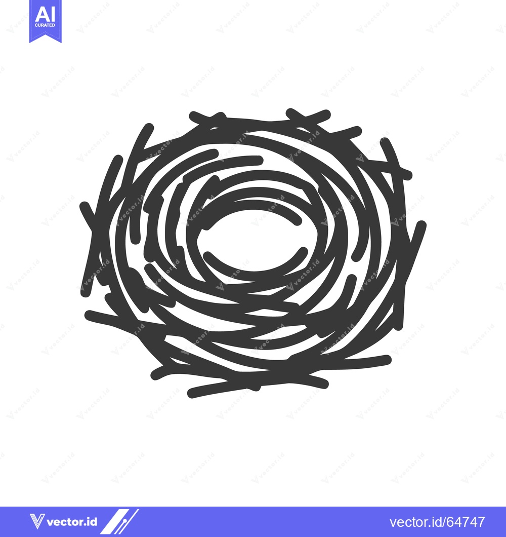 Premium Vector of Minimalist Bird Nest Illustration: Simple Graphic Design on White Back