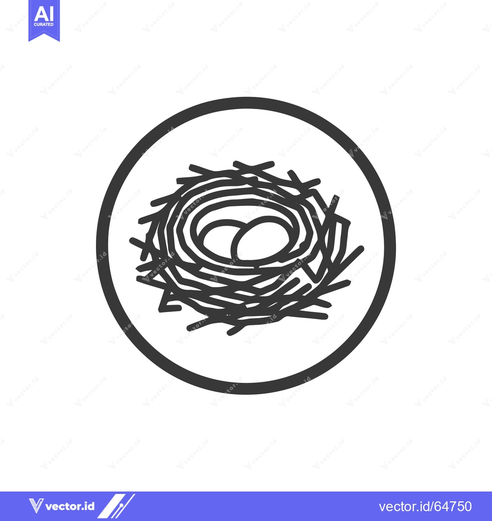 Premium Vector dari Minimalist Bird Nest Icon with Two Eggs in Circle Frame