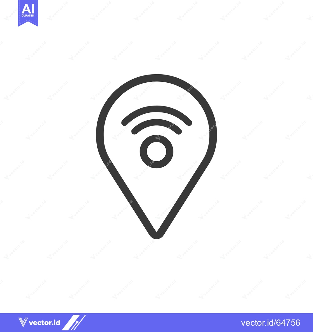 Premium Vector dari Minimalist Location Pin Icon with WiFi Symbol on White Background