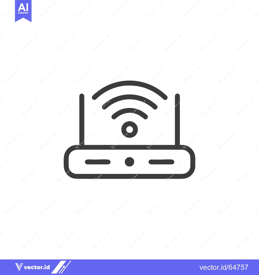 Premium Vector of Minimalist WiFi Router Icon with Signal Waves on White Background