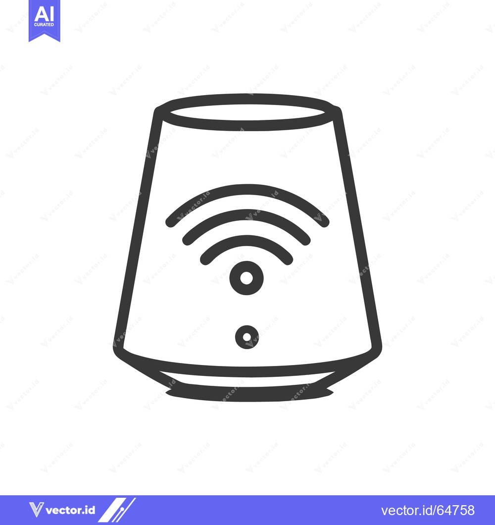 Premium Vector of Smart Speaker Icon: Minimalist Vector Illustration with WiFi Symbol an