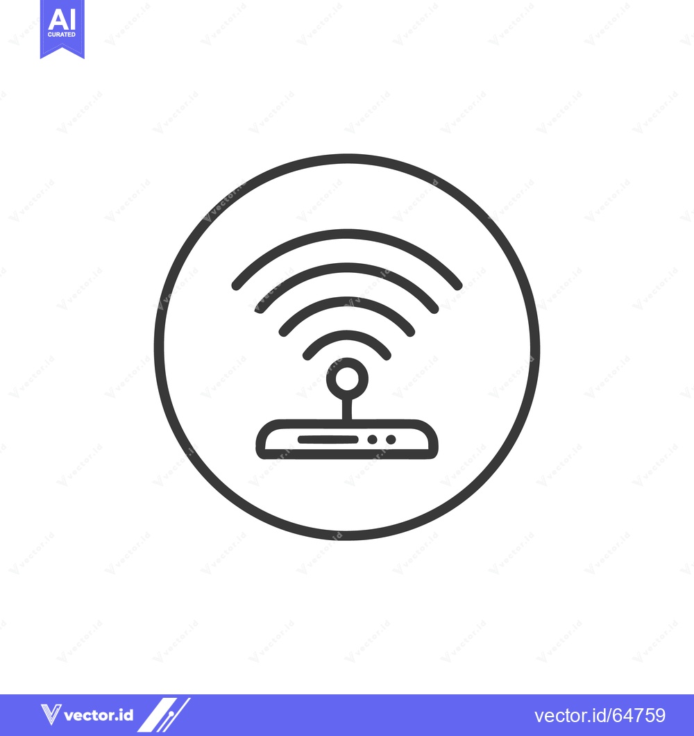 Premium Vector dari Minimalist WiFi Icon: Wireless Network Symbol in Circular Frame, Clean
