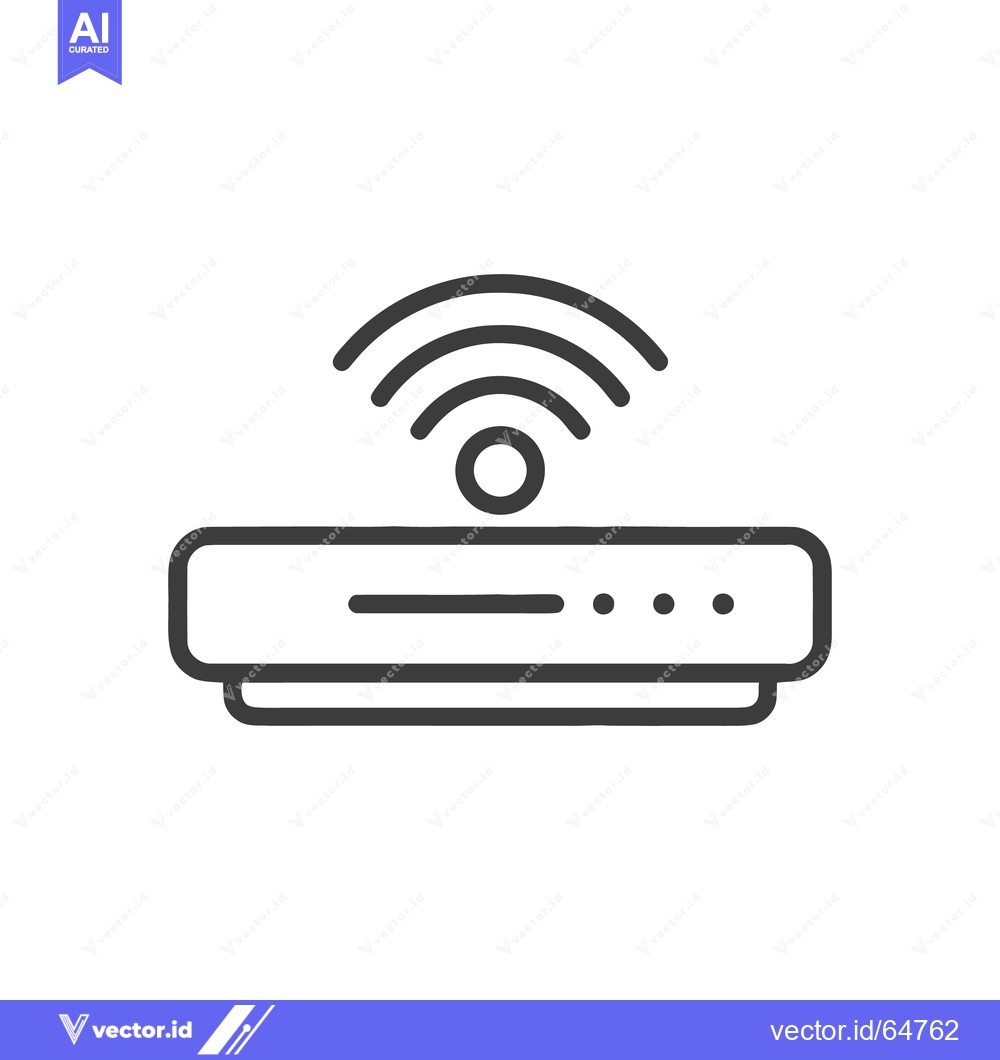 Premium Vector dari Sleek Wireless Router Icon with Signal Waves in Minimalist Style