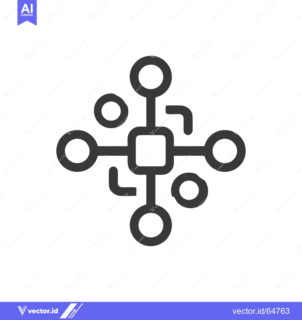 Premium Vector dari Minimalist Network Icon: Central Node Connecting Circular Elements on