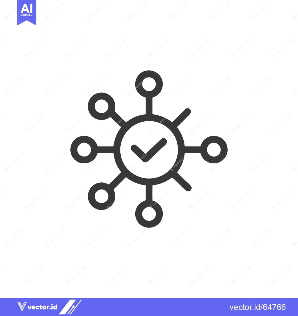 Premium Vector dari Network Validation Icon: Connected Nodes with Check Mark Symbol