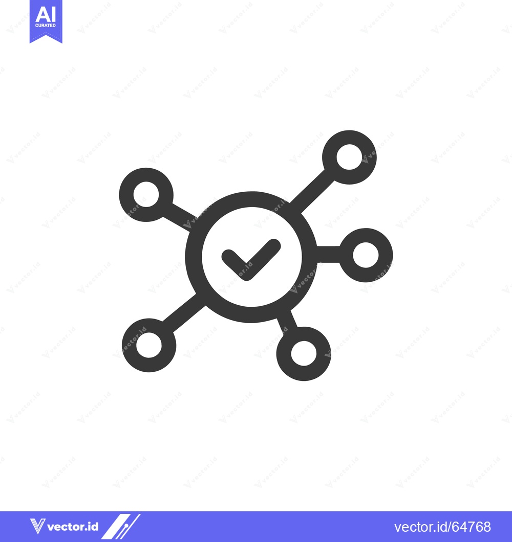 Premium Vector dari Network Node with Checkmark: Connected System Validation Icon