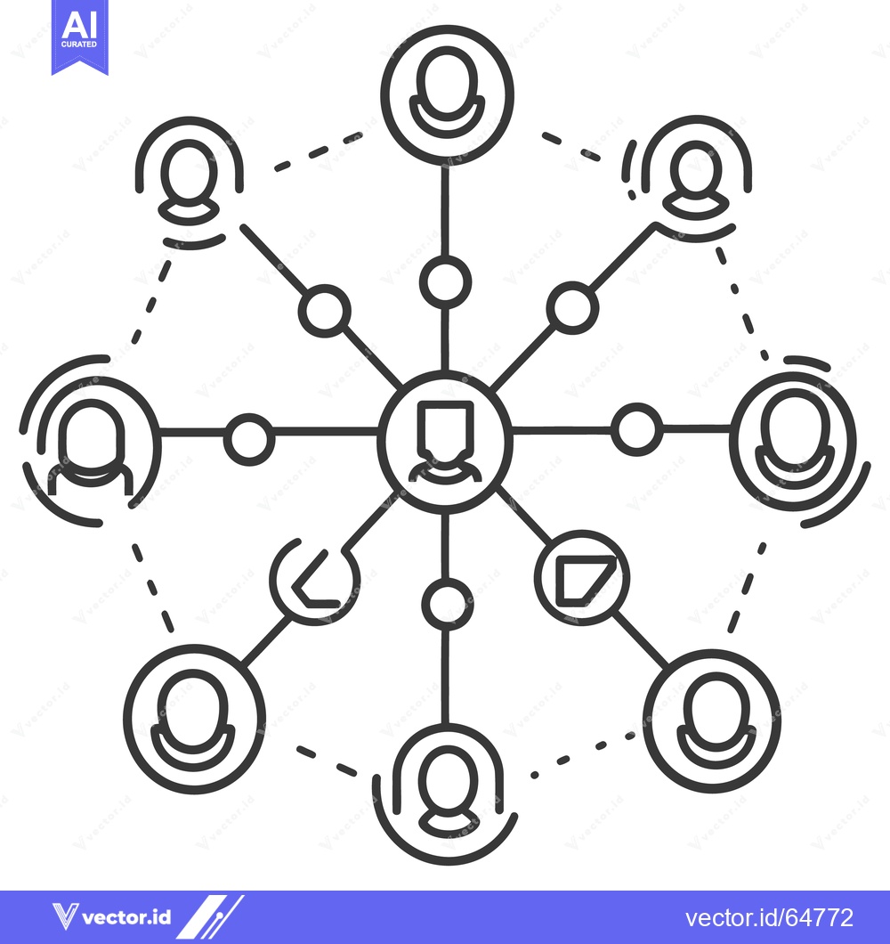 Premium Vector dari A central person connected to others in a visual network design