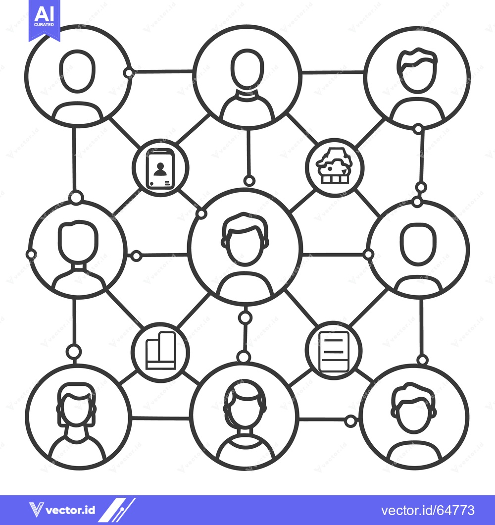 Premium Vector of Network diagram depicts connected people and associated information