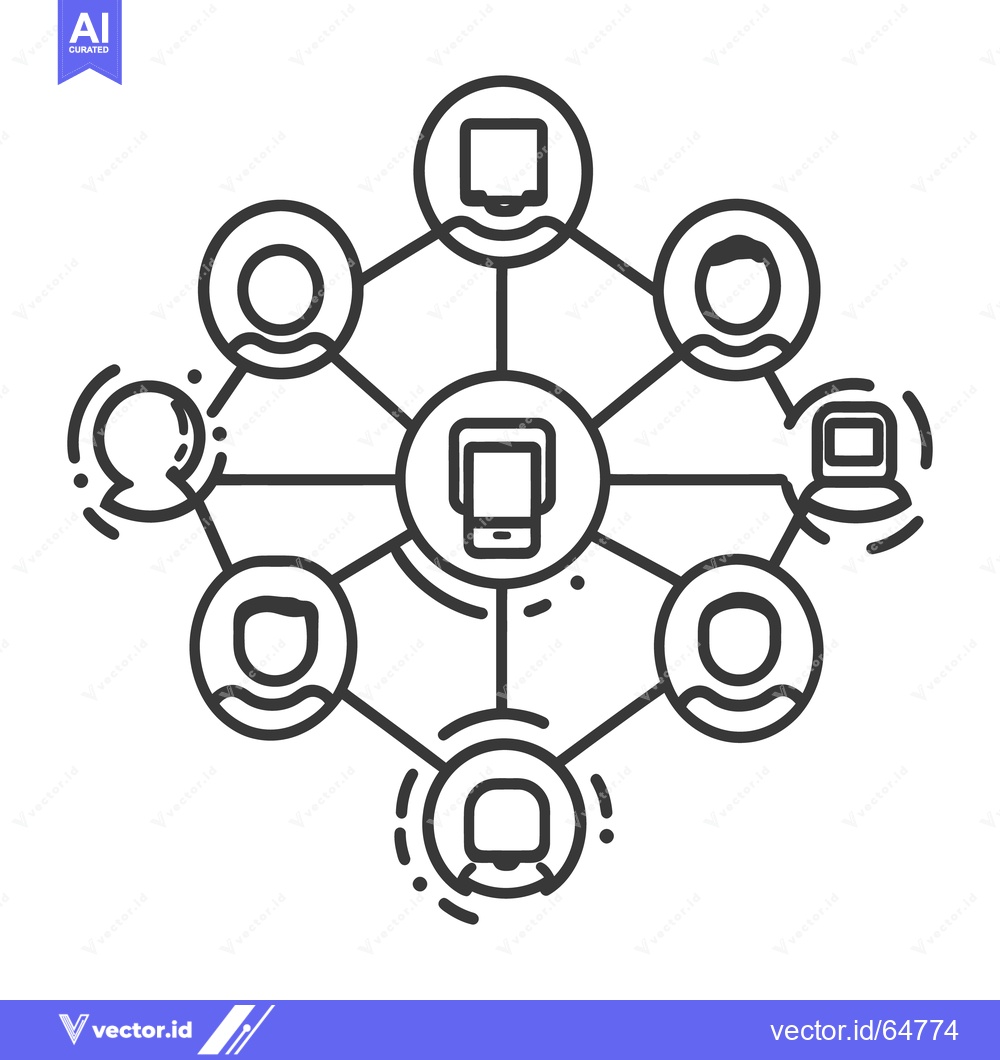 Premium Vector dari People connecting with technology in a network diagram