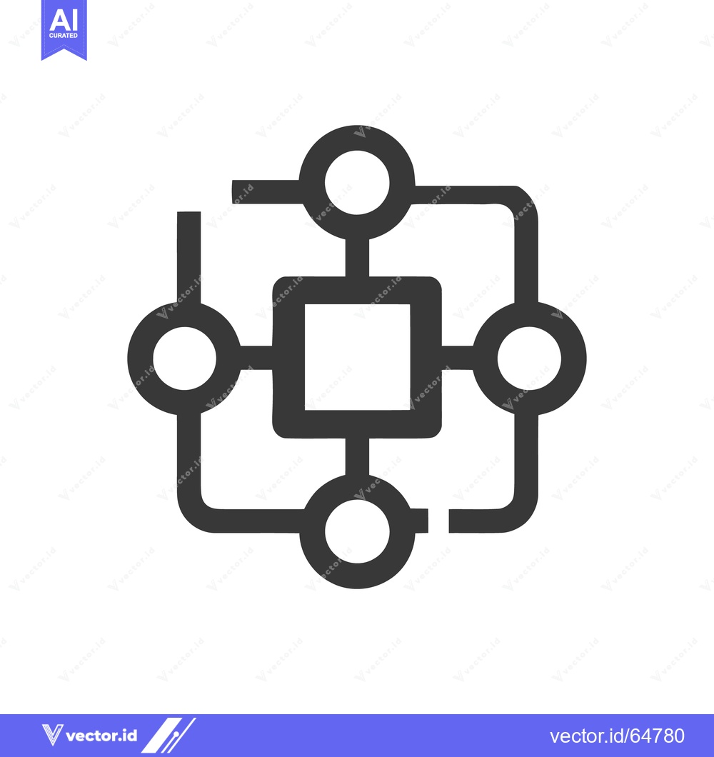 Premium Vector dari Interconnected Network: Square Hub with Circular Nodes and Links, Mini