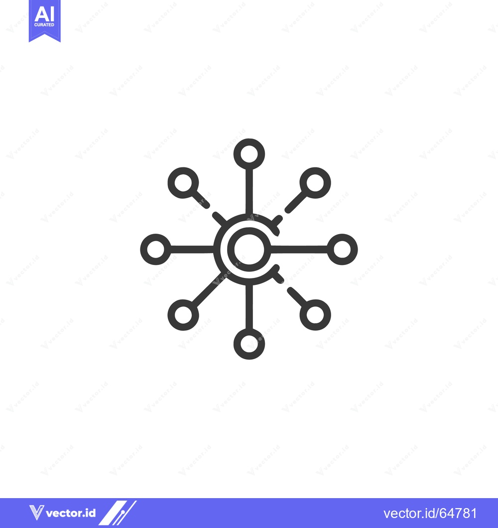 Premium Vector of Network Connection Icon: Central Hub with Nodes and Links