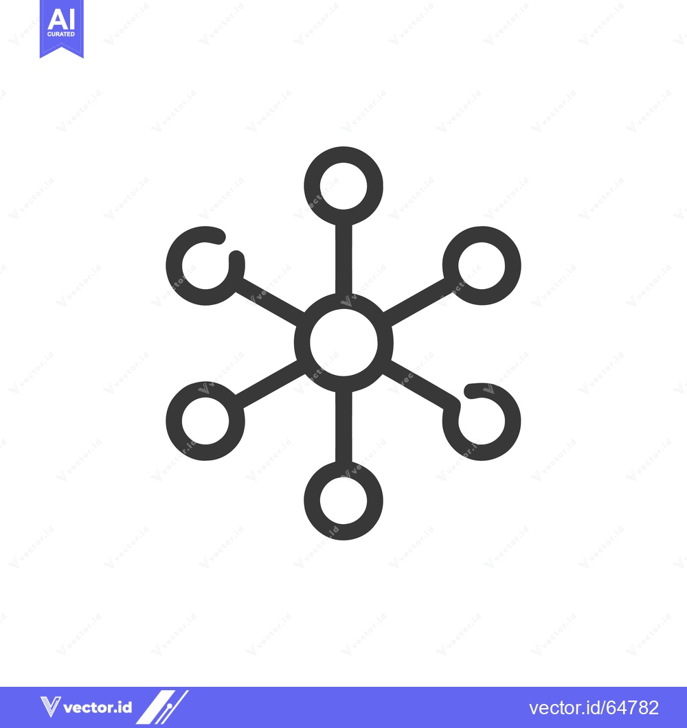 Premium Vector dari Minimalist Network Icon: Central Node with Six Connections, Dark Gray