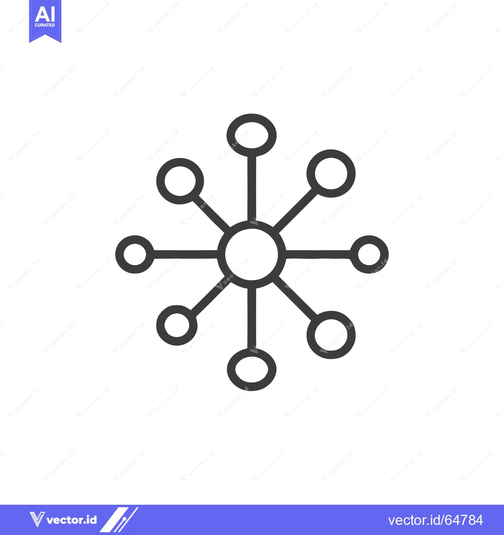 Premium Vector dari Network Connection Icon: Central Node with Connected Circles, Minimali
