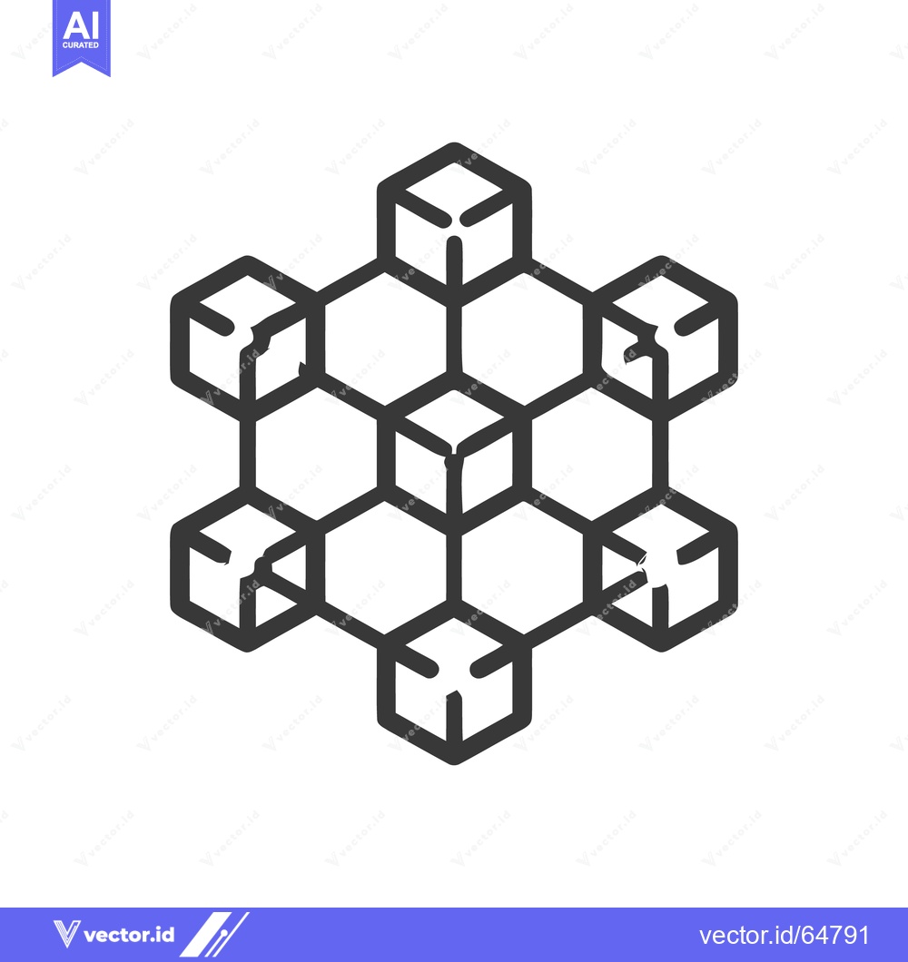 Premium Vector dari Interconnected Cubes: Abstract Geometric Structure in Bold Outline