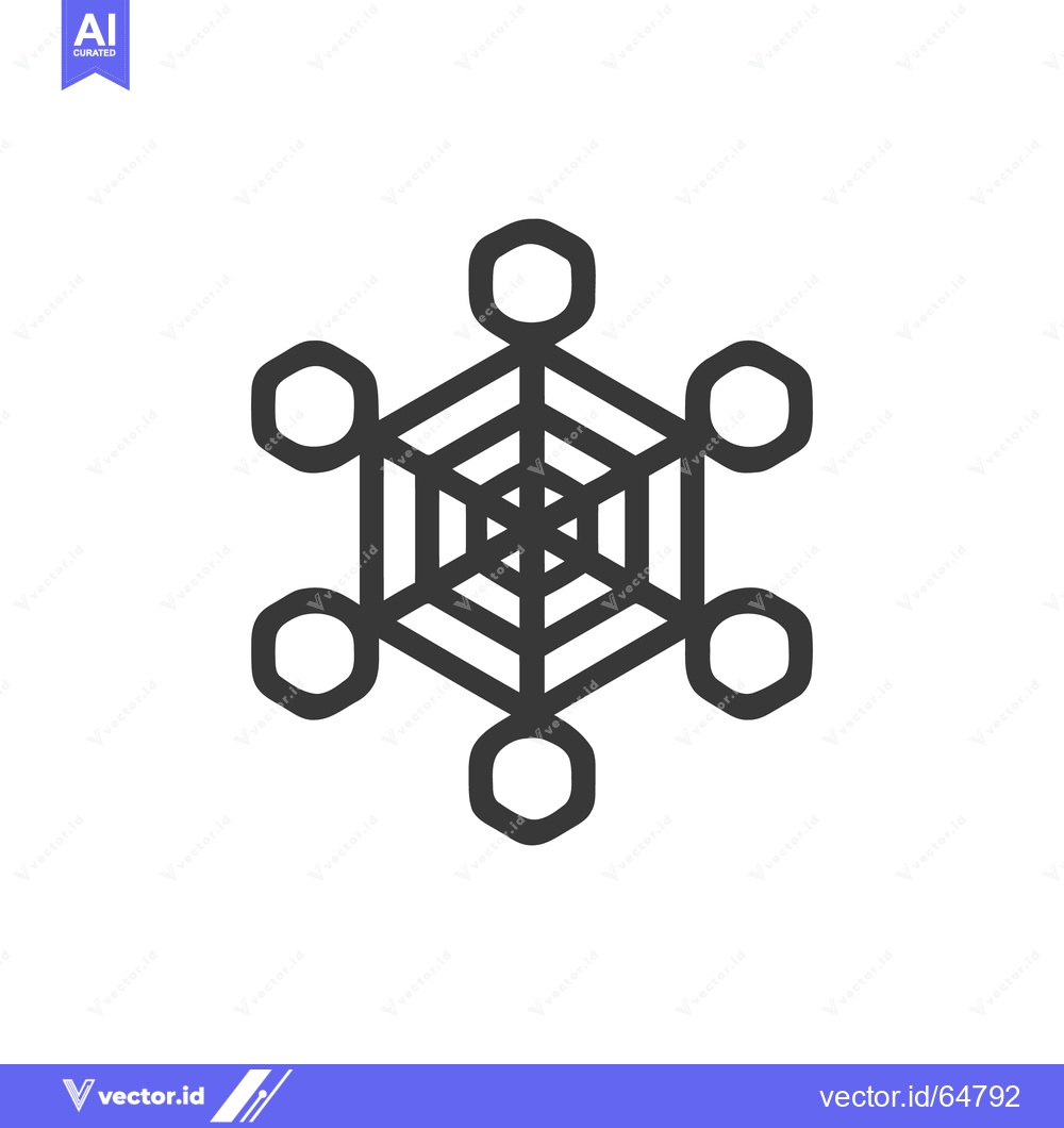 Premium Vector dari Geometric Network Icon: Hexagonal Nodes with Interconnected Lines on W