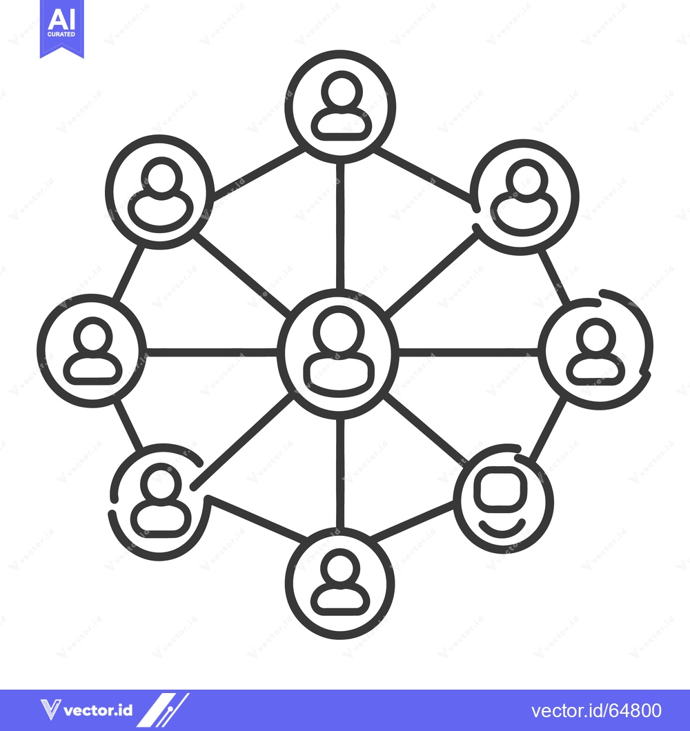Premium Vector dari A stylized diagram depicting interconnected people within a network